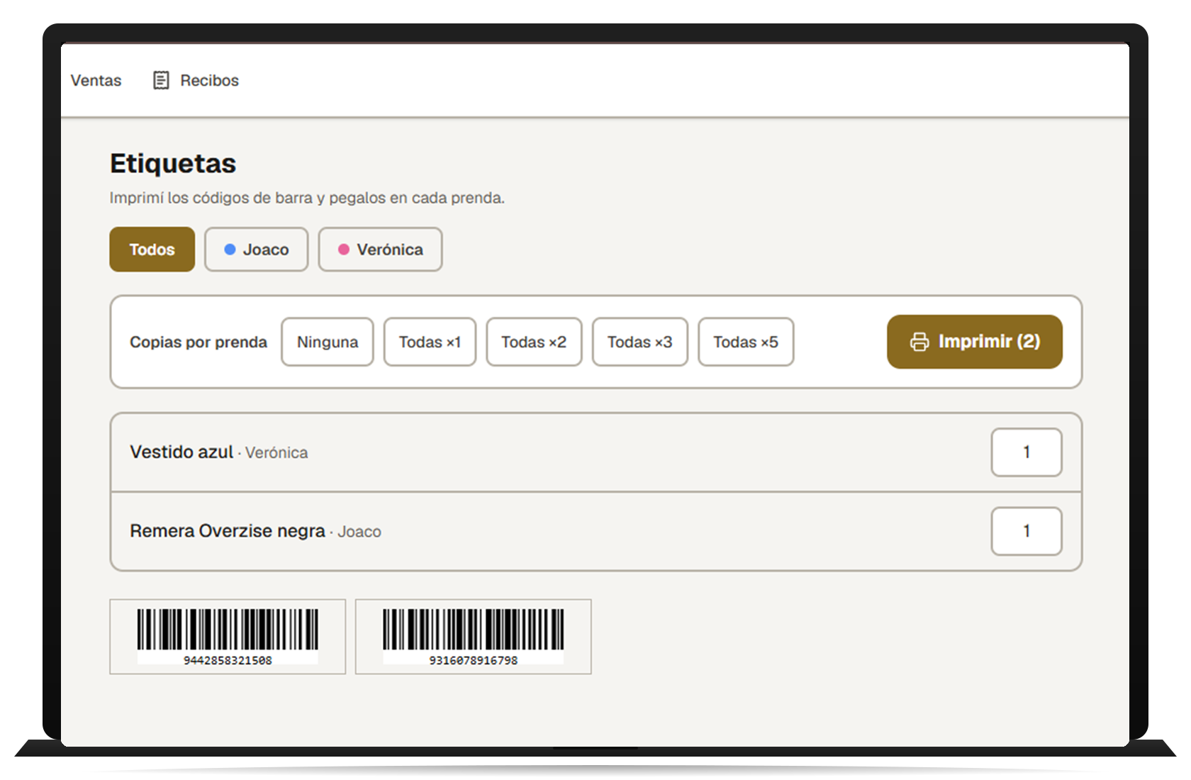 Mockup del proyecto Sistema POS para retailer en notebook